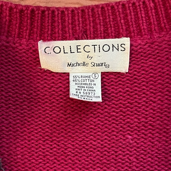 Vintage 80’s Collections by Michelle Stuart Pink button up sweater, size small - Picture 4 of 8